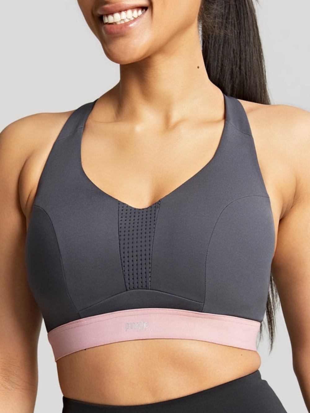NEW Panache Endurance Non Padded Underwire Sports Bra 5022 Charcoal Gray Pink